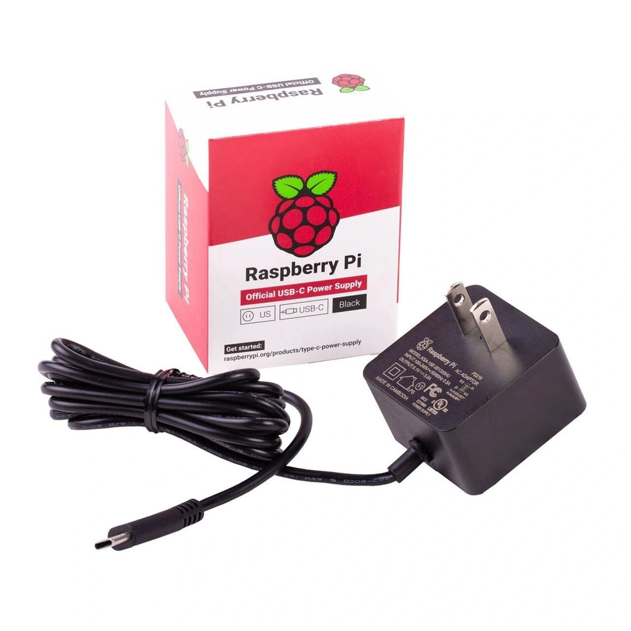 Raspberry Pi 15W Power Supply, US, Black