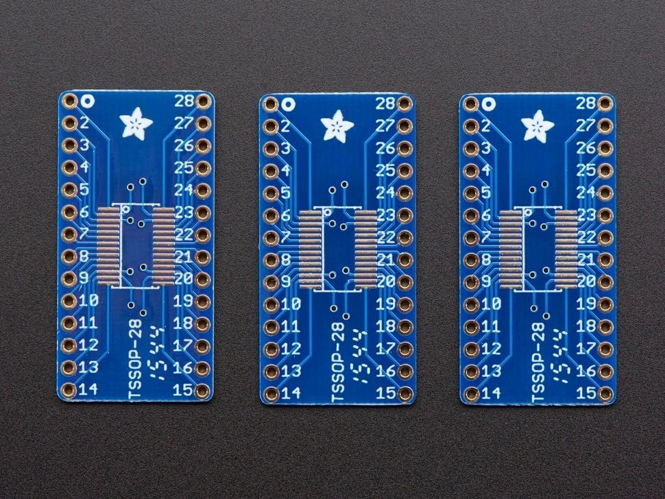 SMT Breakout PCB for SOIC-28 or TSSOP-28 - 3 Pack!